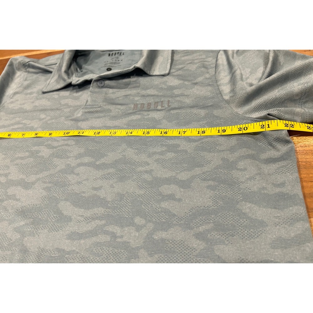 NOBULL Mens Textured Polo Shirt Large Blue Camo Lightweight Short Sleeve Golf L - Picture 4 of 7